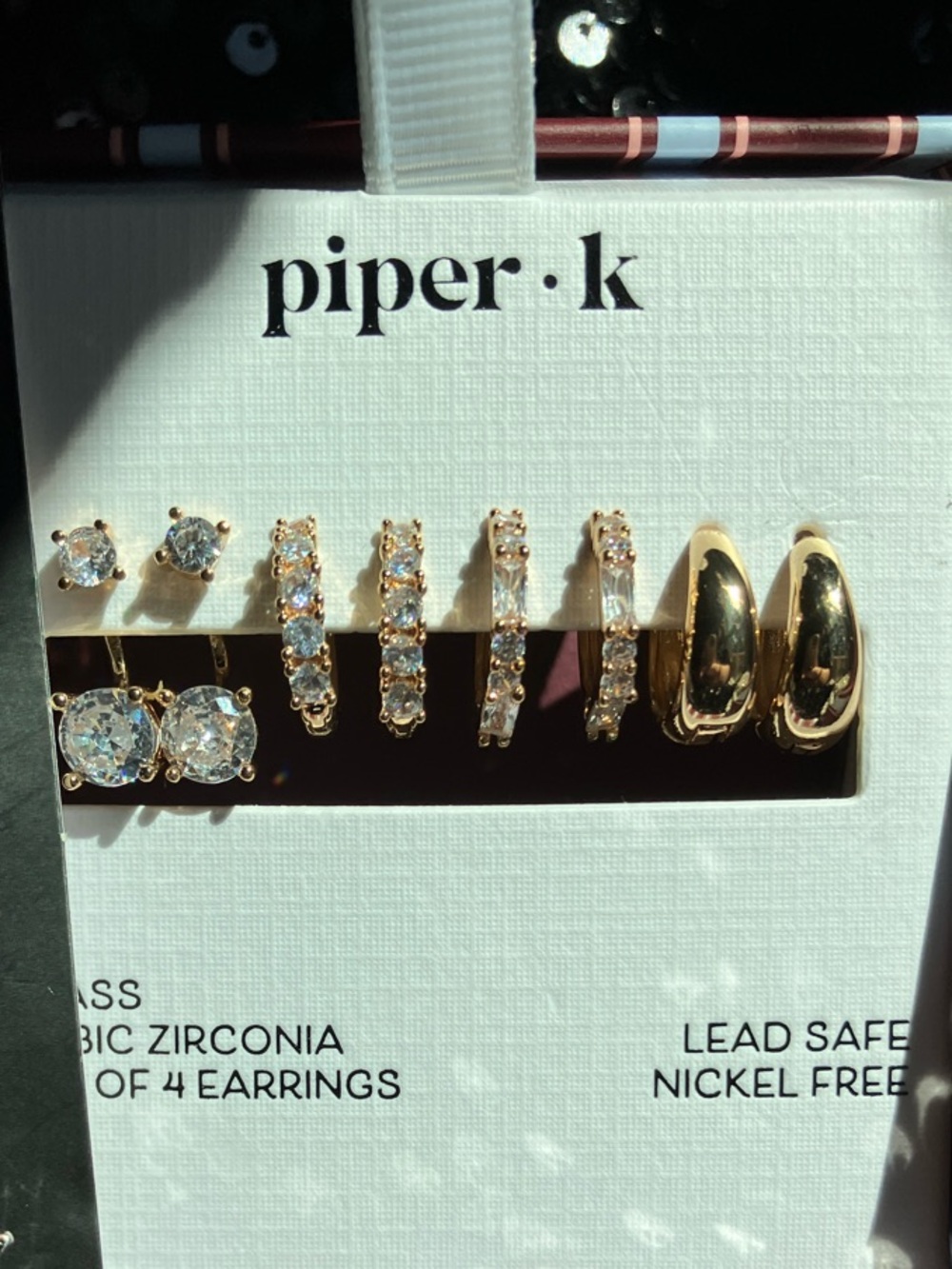 Piper Gold Tone Earring Set with Clear Stones & FOUR pairs of AMAZING ;):):)